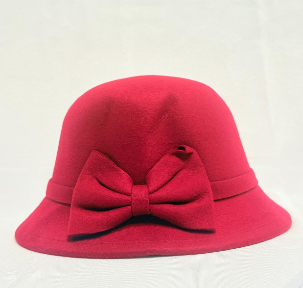 French Red Hat with Bow