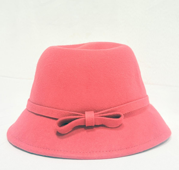 Purplish Pink Hat with Ribbon