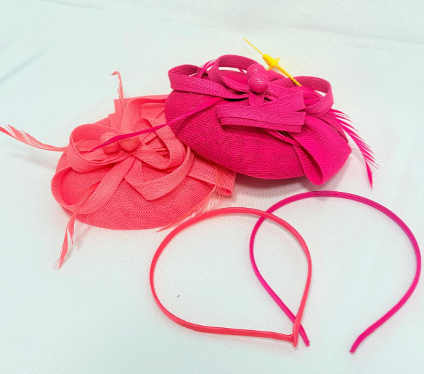 Pink Vintage Fascinator Hat With detachable Headband