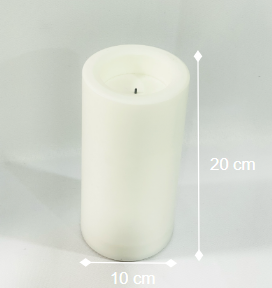 White LED Flameless Pillar Candle (Black tip)