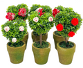Artificial Red and White Rose in Green Heart-shaped Potted Bush