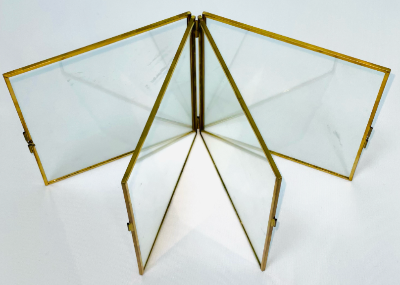 Gold Metal Book Folding Glass Photo Frame