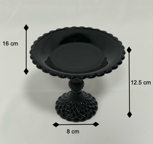 Black glass cake stand