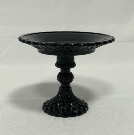 Black glass cake stand