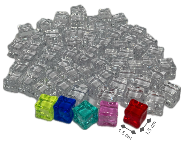 Clear fake ice cubes