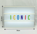 Rectangular LED cinema-style message light box w/ multi-colored letters