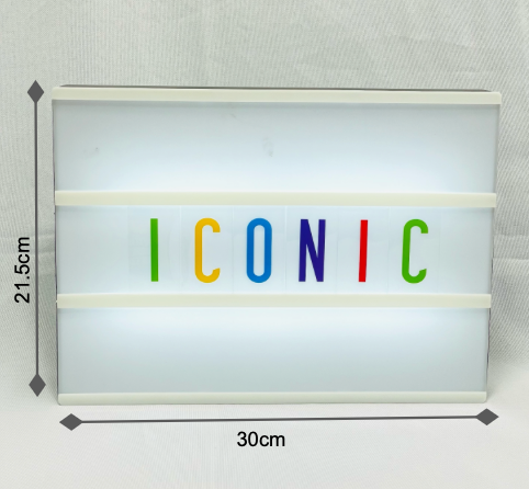 Rectangular LED cinema-style message light box w/ multi-colored letters