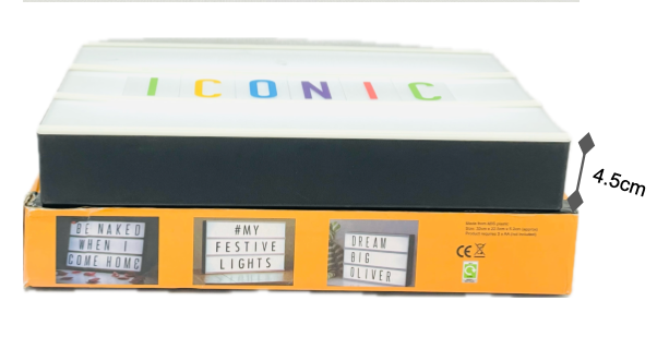 Rectangular LED cinema-style message light box w/ multi-colored letters