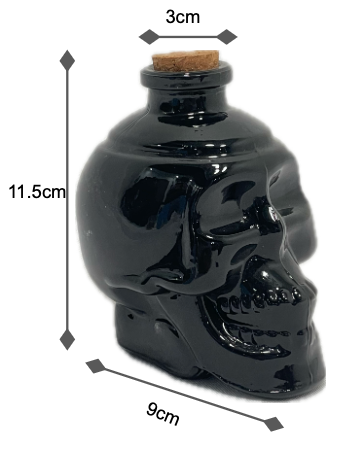 Skull glass bottle with cork