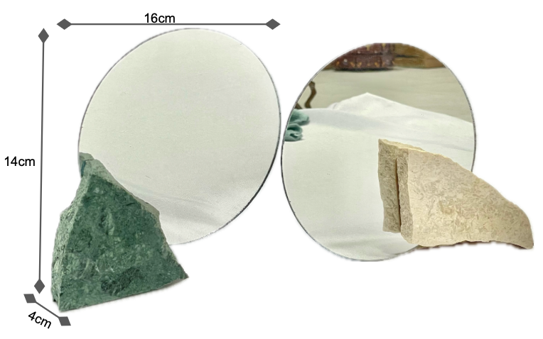 Round Mirror Frameless Marble Base