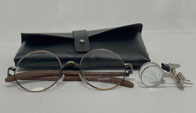 Antique Gold Eyeglasses with Double  Magnifying Glass