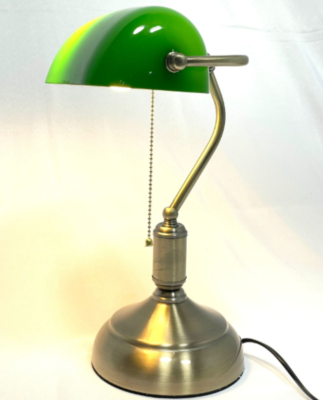 Green Glass banker Desk Lamp