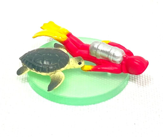 Miniature Scuba Diver and Turtle with Sand