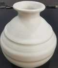 White Round Ceramic with Vertical Ridges Vase