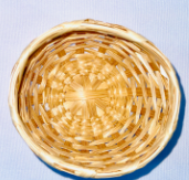 Tan Round Woven Rattan Basket